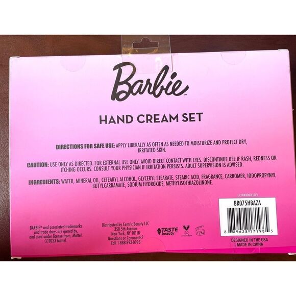 New Barbie Hand Cream Set of 4: Vanilla, Cherry Blossom,Strawberry& Berry Scent - Picture 2 of 6